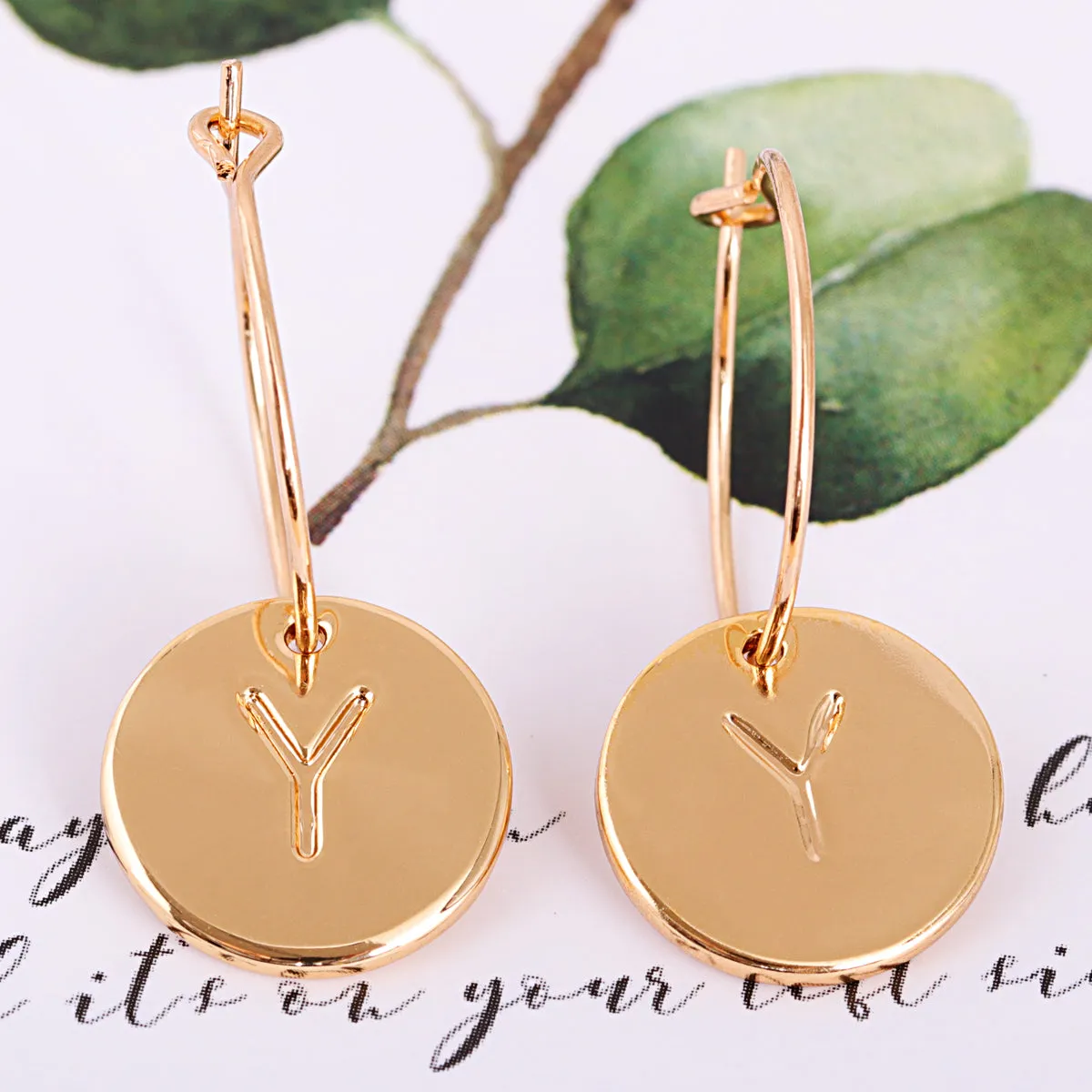 18K Gold-Plated Letter Y Cut Drop Earrings