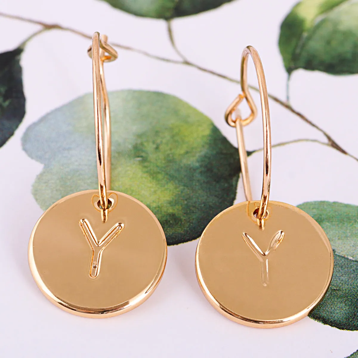 18K Gold-Plated Letter Y Cut Drop Earrings