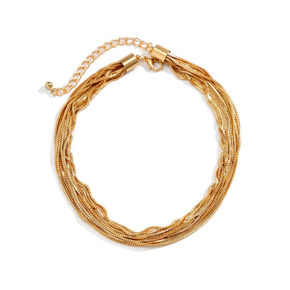 18K Gold-Plated Multi-Strand Box Chain Necklace