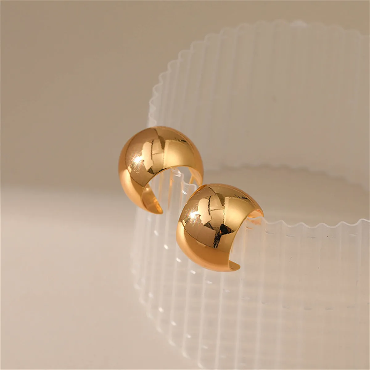18K Gold-Plated Wide Brimmed Stud Earring