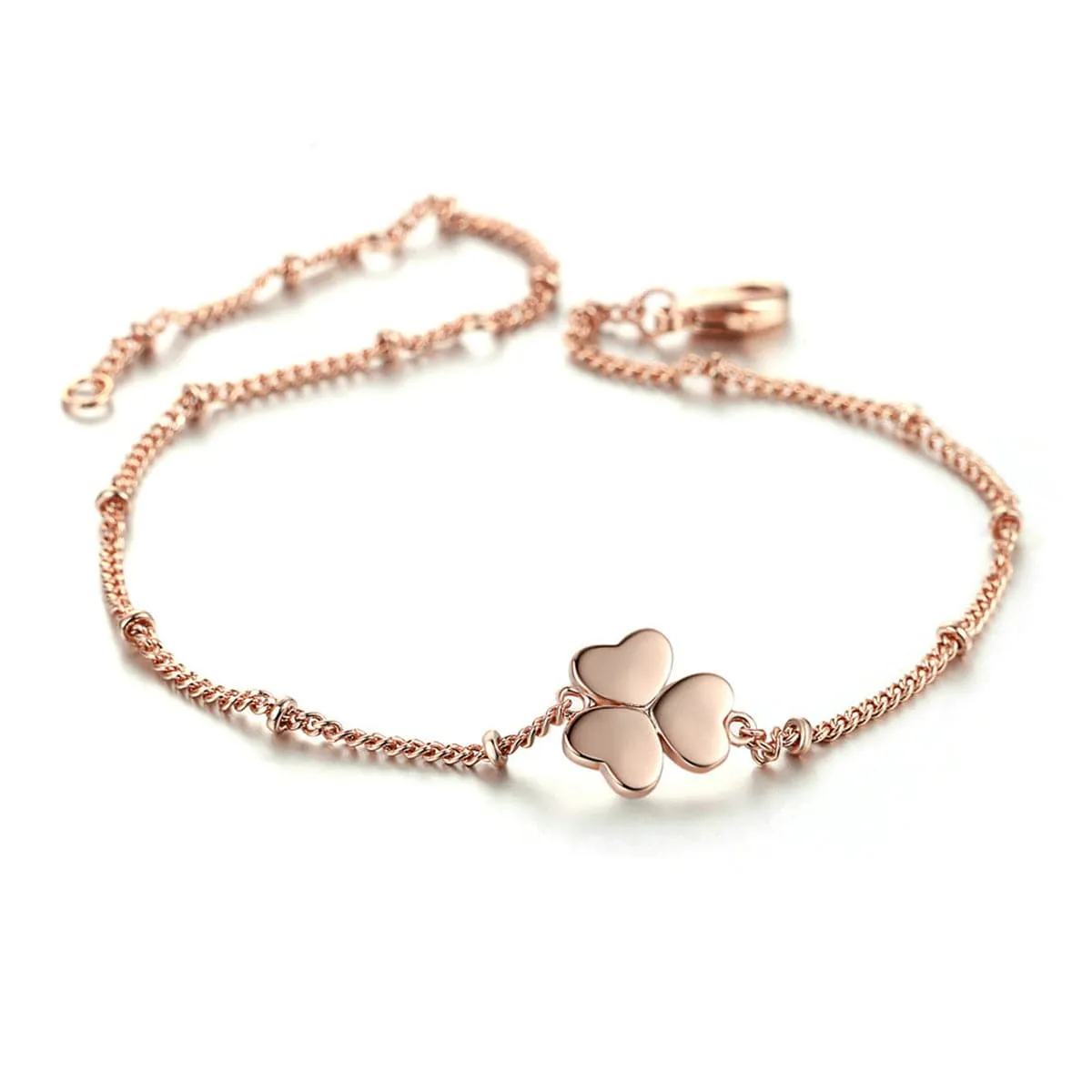 18K Rose Gold-Plated Clover Station Bracelet