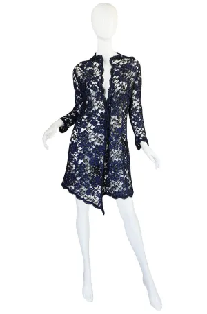 1960s Blue Cord & Black Net Geoffrey Beene Evening Jacket