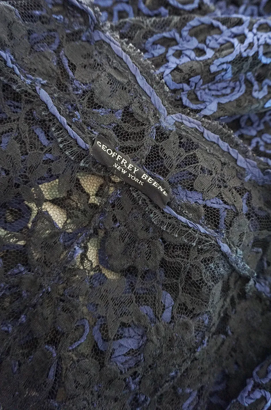 1960s Blue Cord & Black Net Geoffrey Beene Evening Jacket