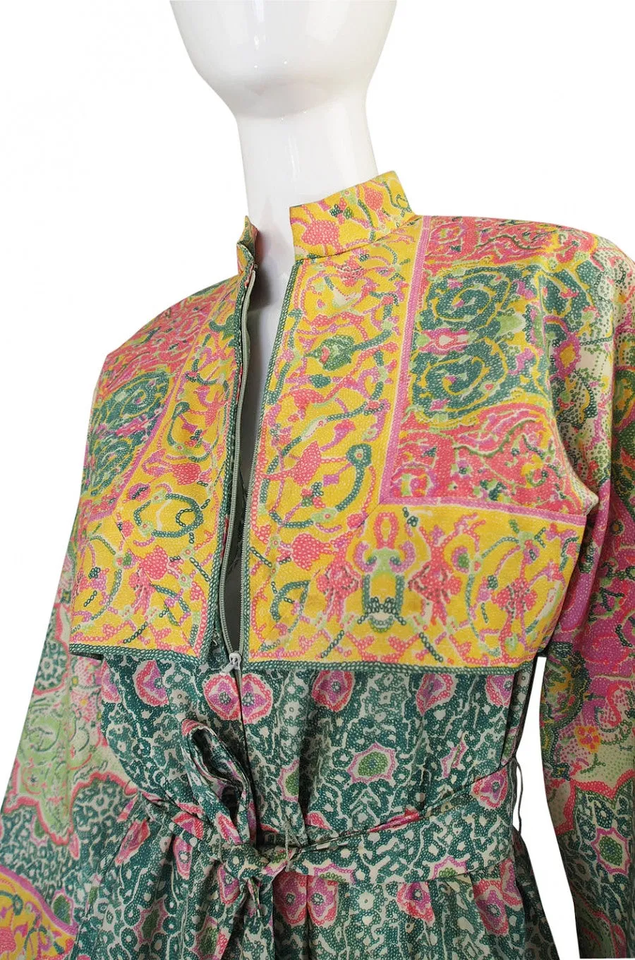1960s Pastel Print Malcolm Starr Maxi Dress