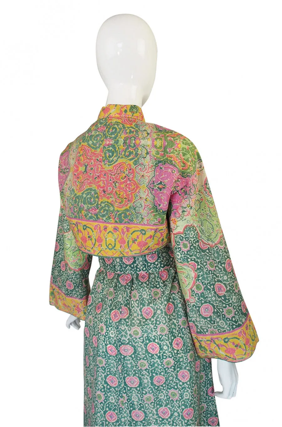 1960s Pastel Print Malcolm Starr Maxi Dress