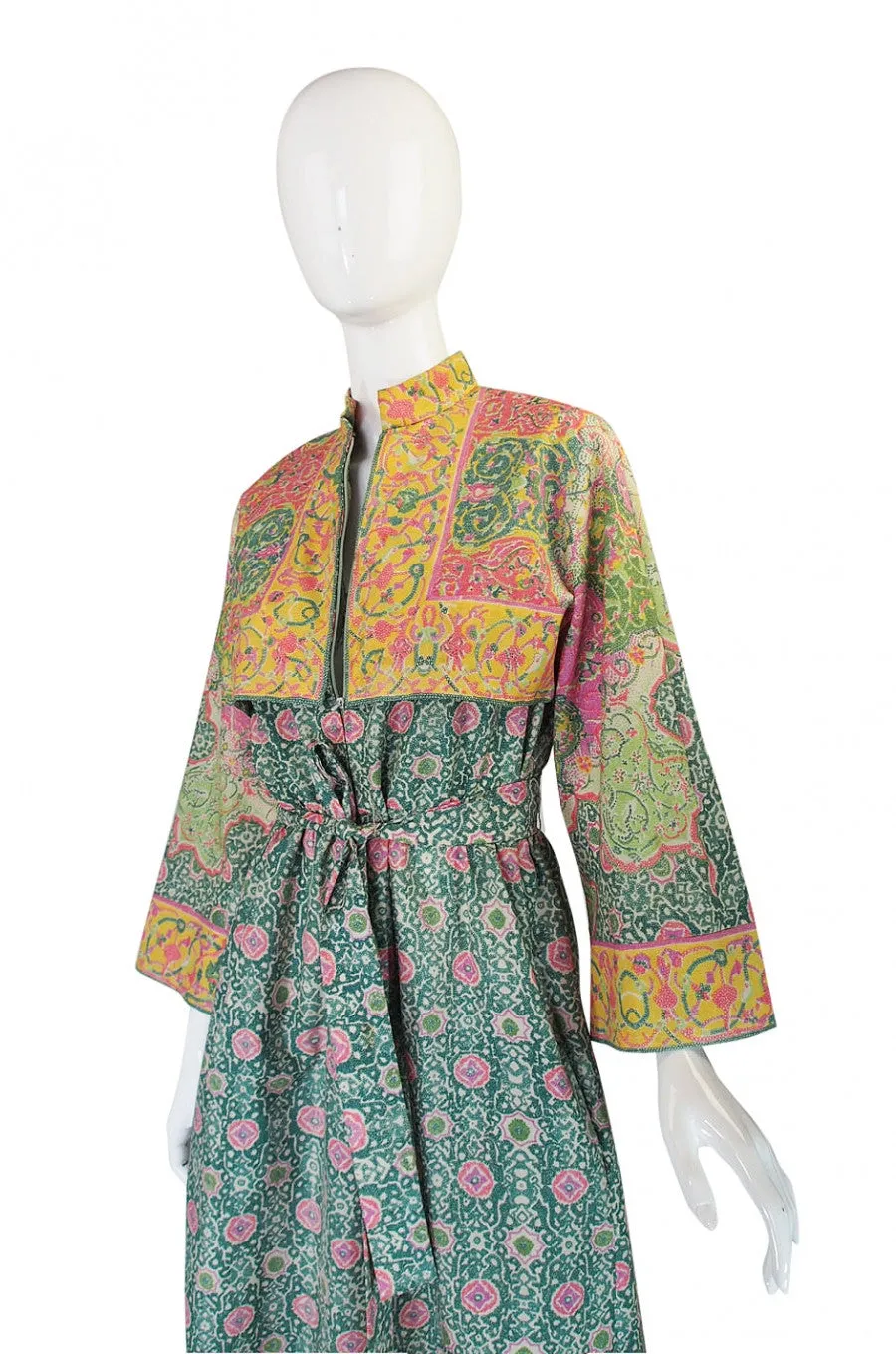 1960s Pastel Print Malcolm Starr Maxi Dress