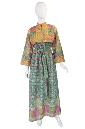 1960s Pastel Print Malcolm Starr Maxi Dress
