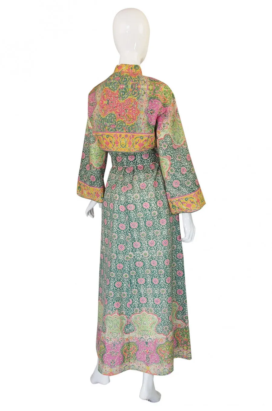 1960s Pastel Print Malcolm Starr Maxi Dress