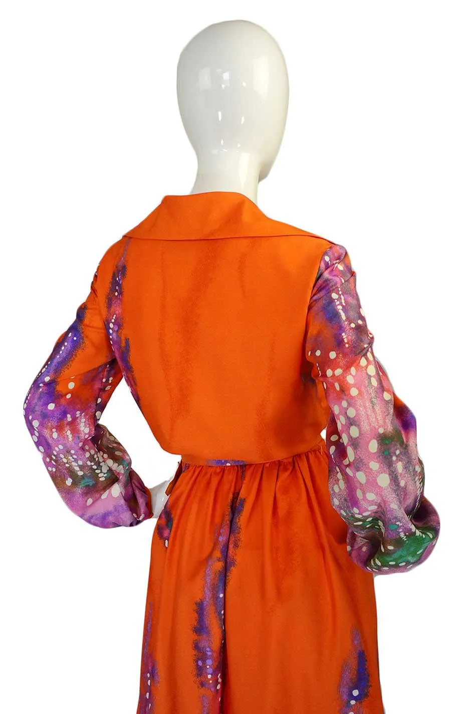 1960s Teal Traina Silk Twill Maxi Dress
