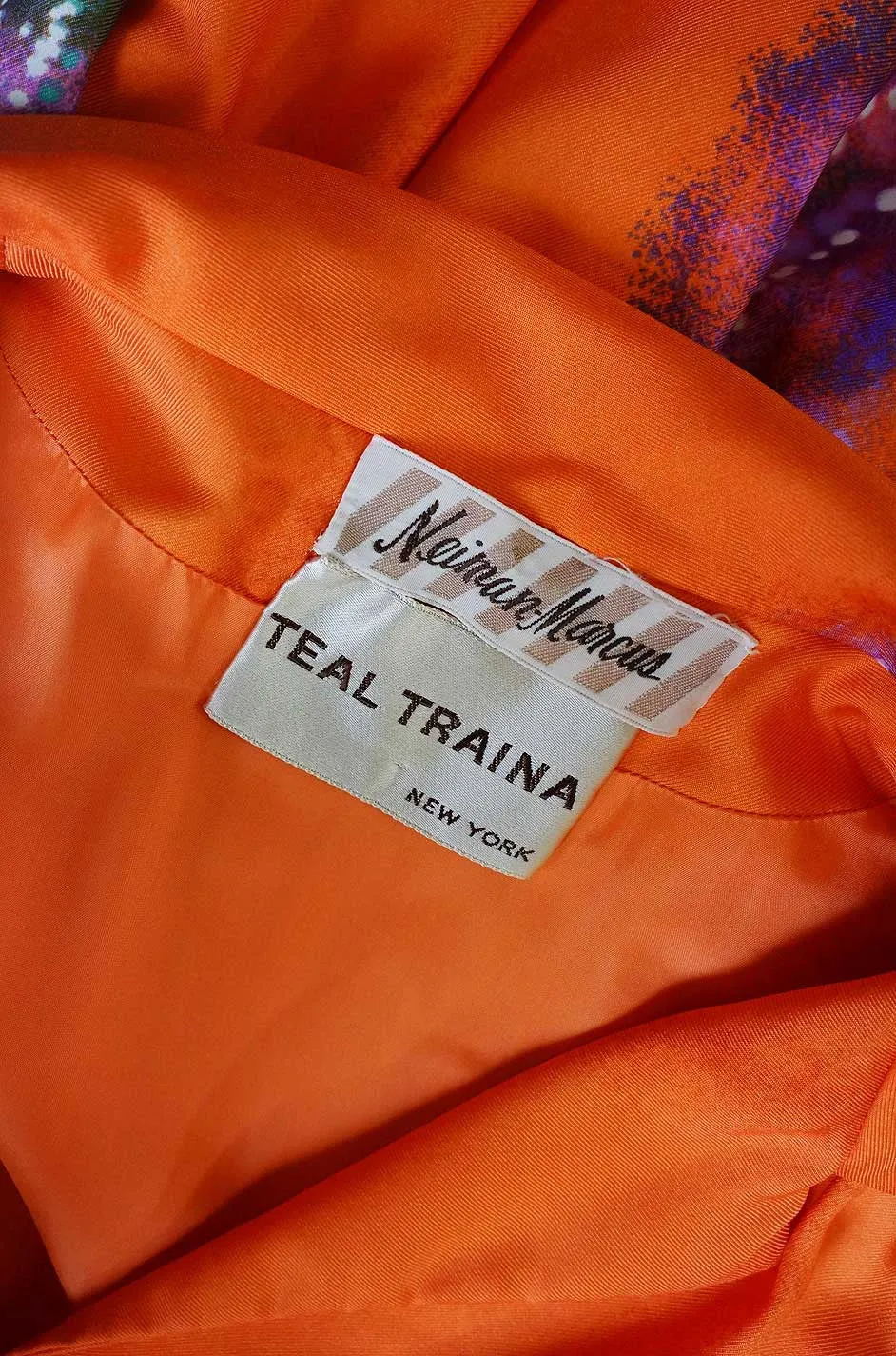 1960s Teal Traina Silk Twill Maxi Dress