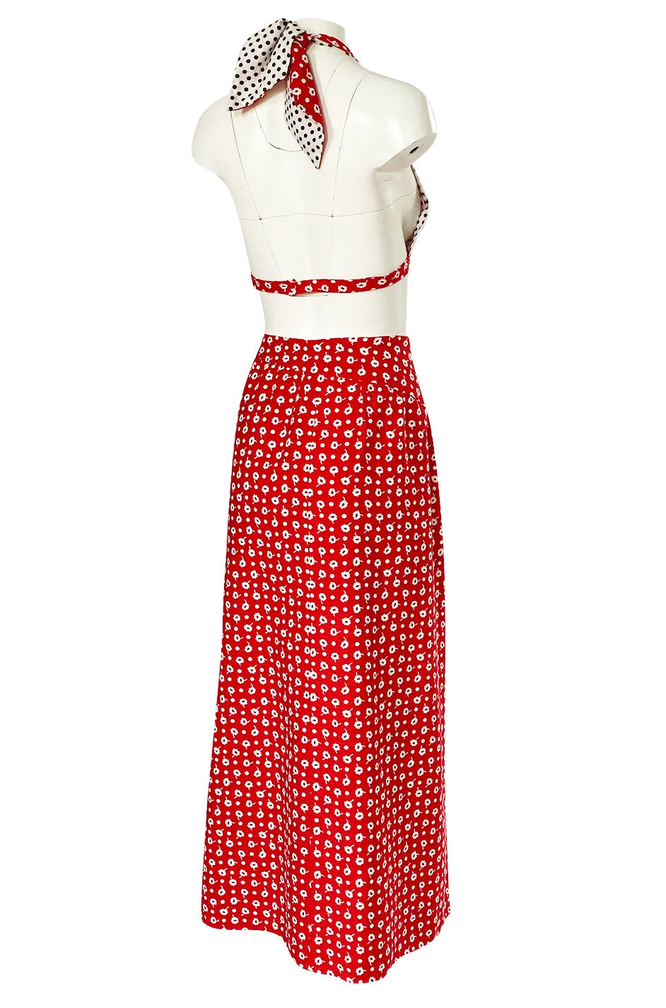 1970s Donald Brooks Bandana Print & Dot Skirt & Halter Dress Set