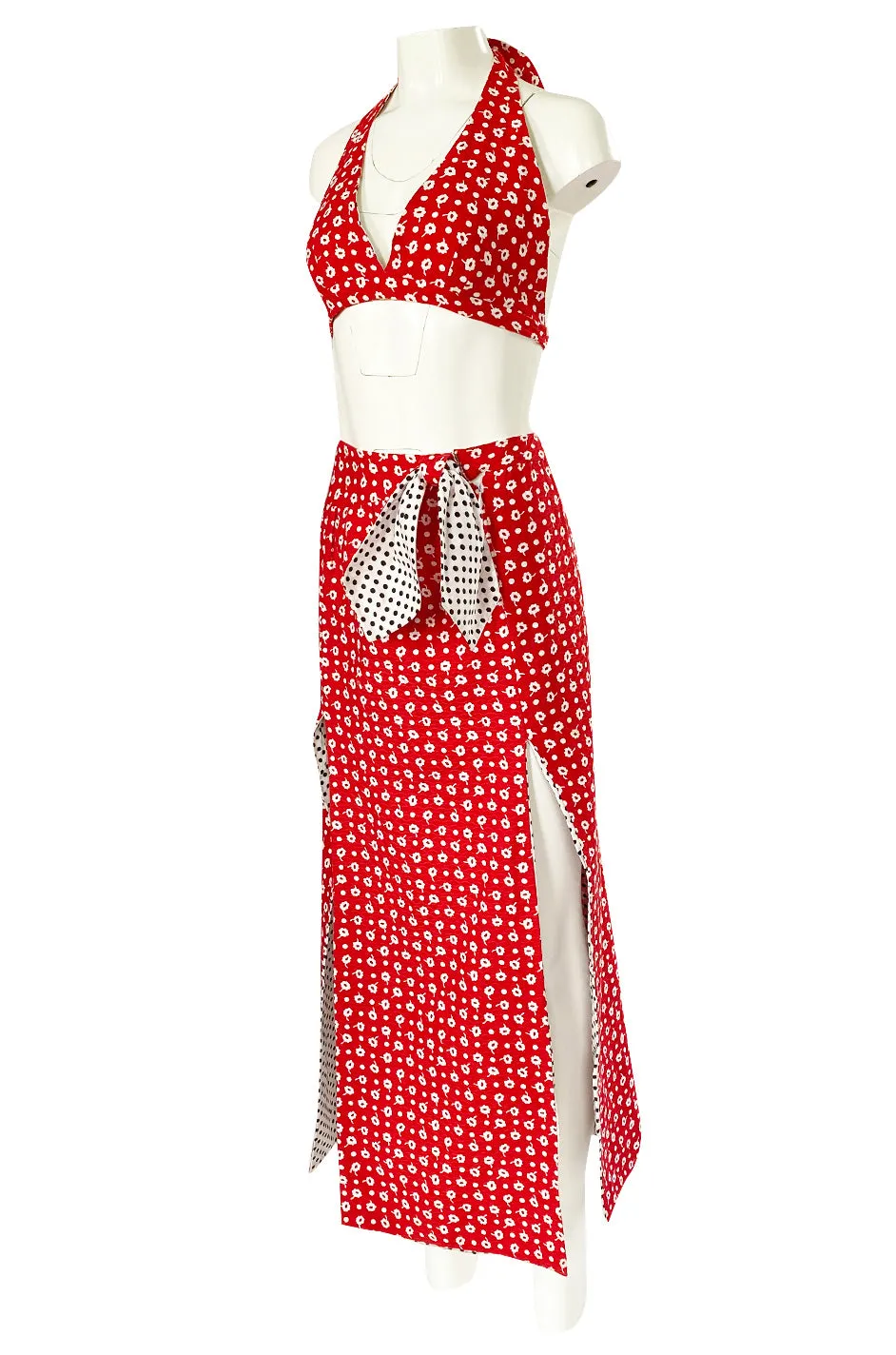 1970s Donald Brooks Bandana Print & Dot Skirt & Halter Dress Set