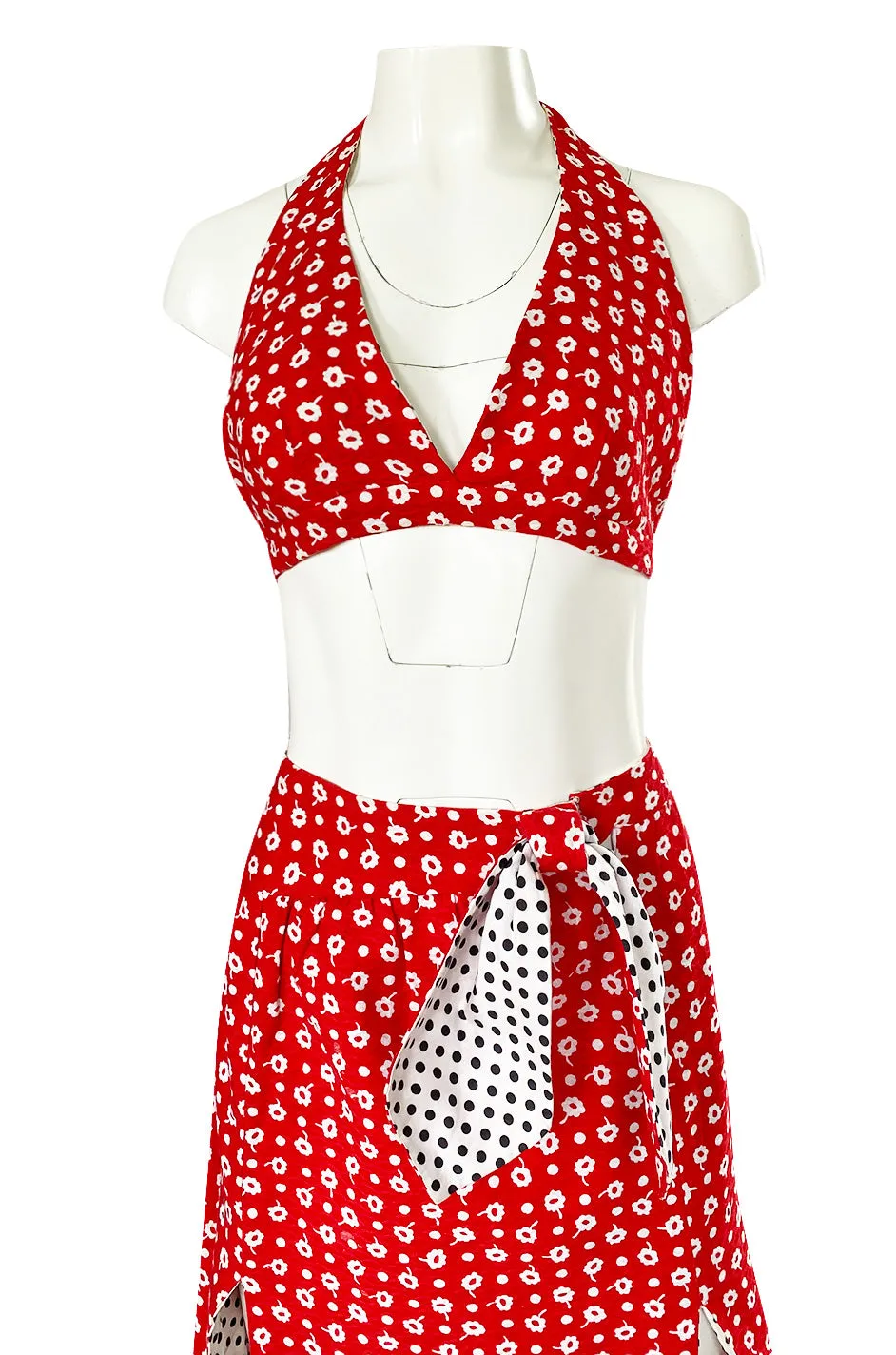 1970s Donald Brooks Bandana Print & Dot Skirt & Halter Dress Set