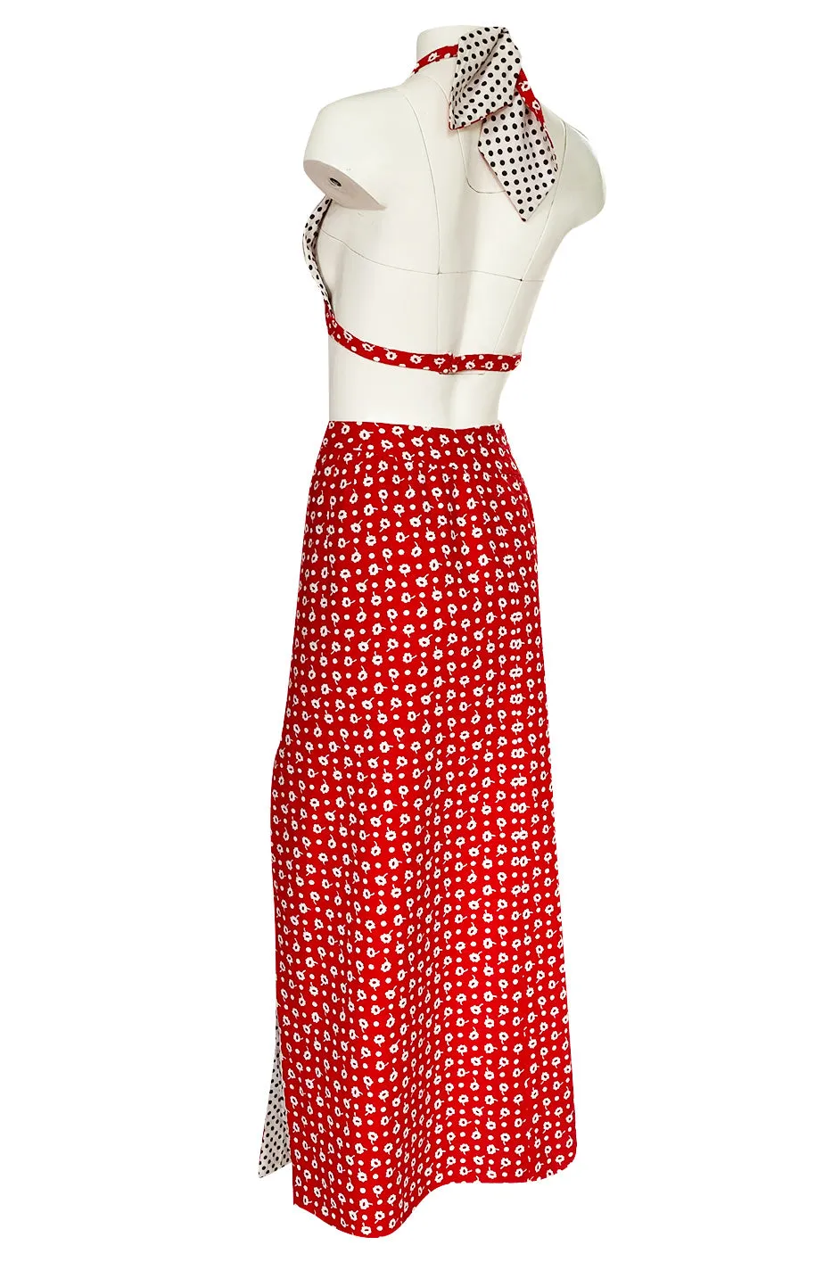 1970s Donald Brooks Bandana Print & Dot Skirt & Halter Dress Set