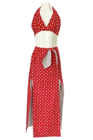 1970s Donald Brooks Bandana Print & Dot Skirt & Halter Dress Set
