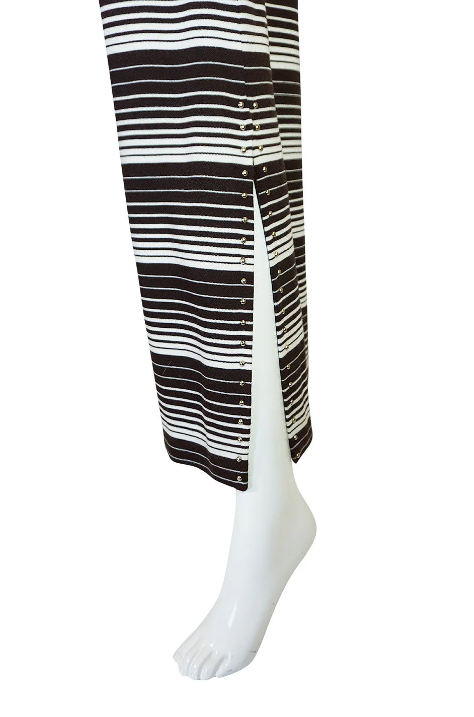 1970s Givenchy Graphic Striped & Studded Caftan Dress