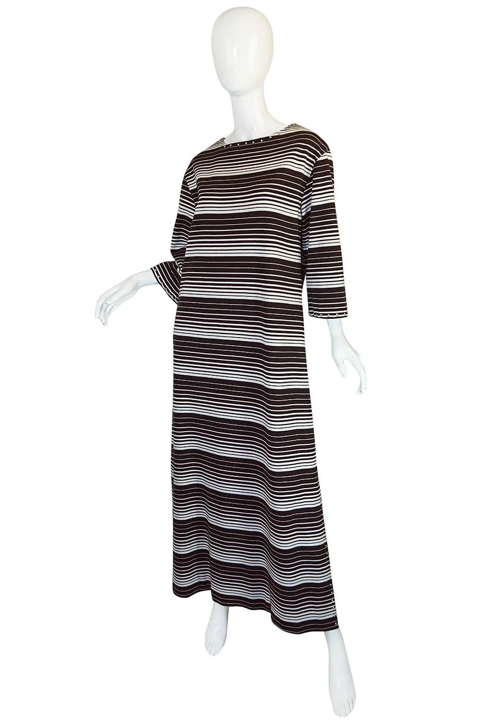 1970s Givenchy Graphic Striped & Studded Caftan Dress