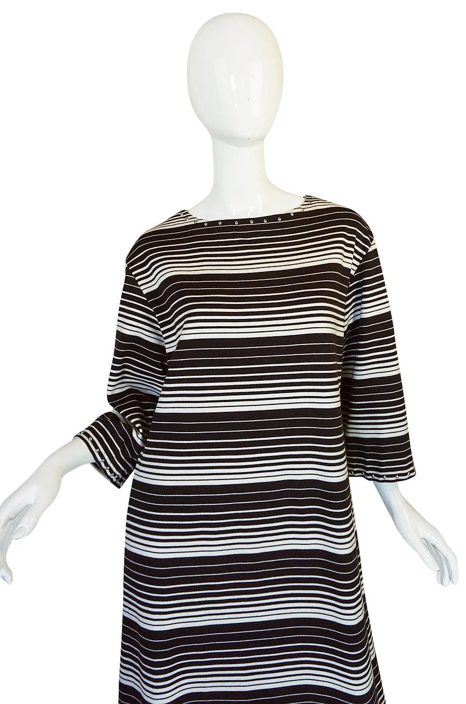 1970s Givenchy Graphic Striped & Studded Caftan Dress
