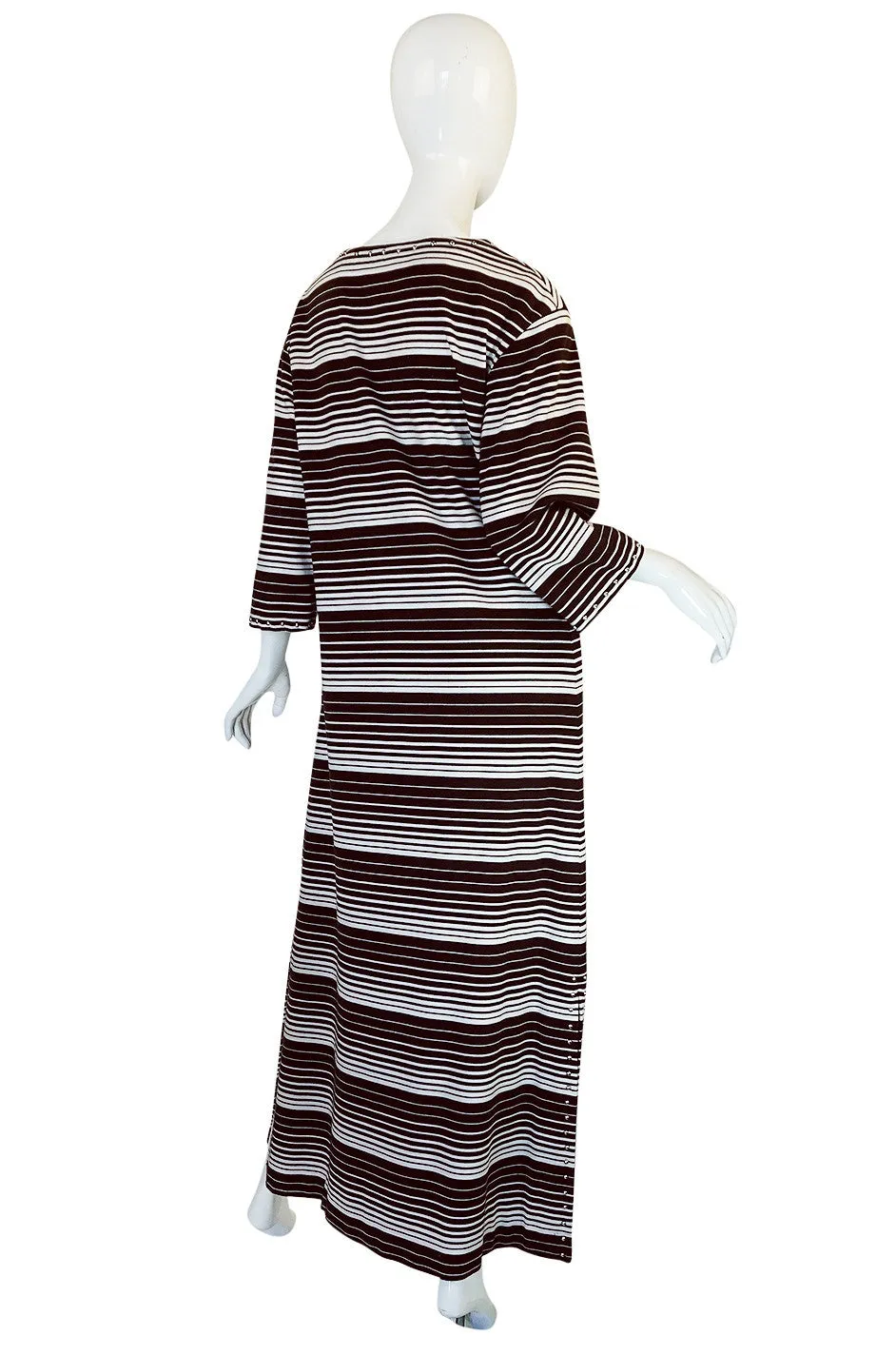 1970s Givenchy Graphic Striped & Studded Caftan Dress