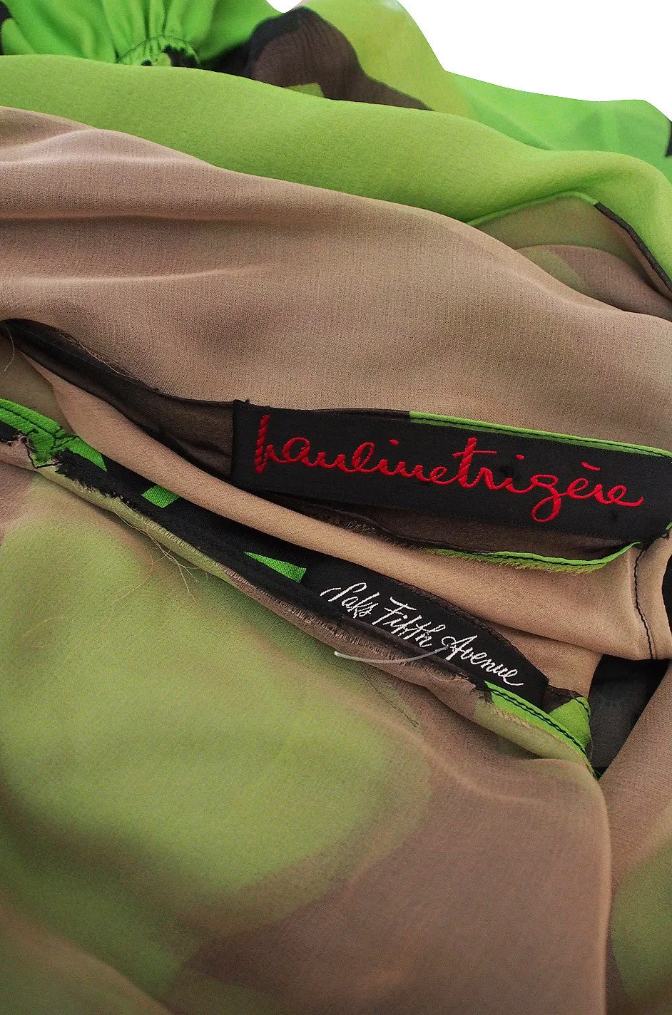1971 Silk Scarf Sleeve Pauline Trigere Clover Dress