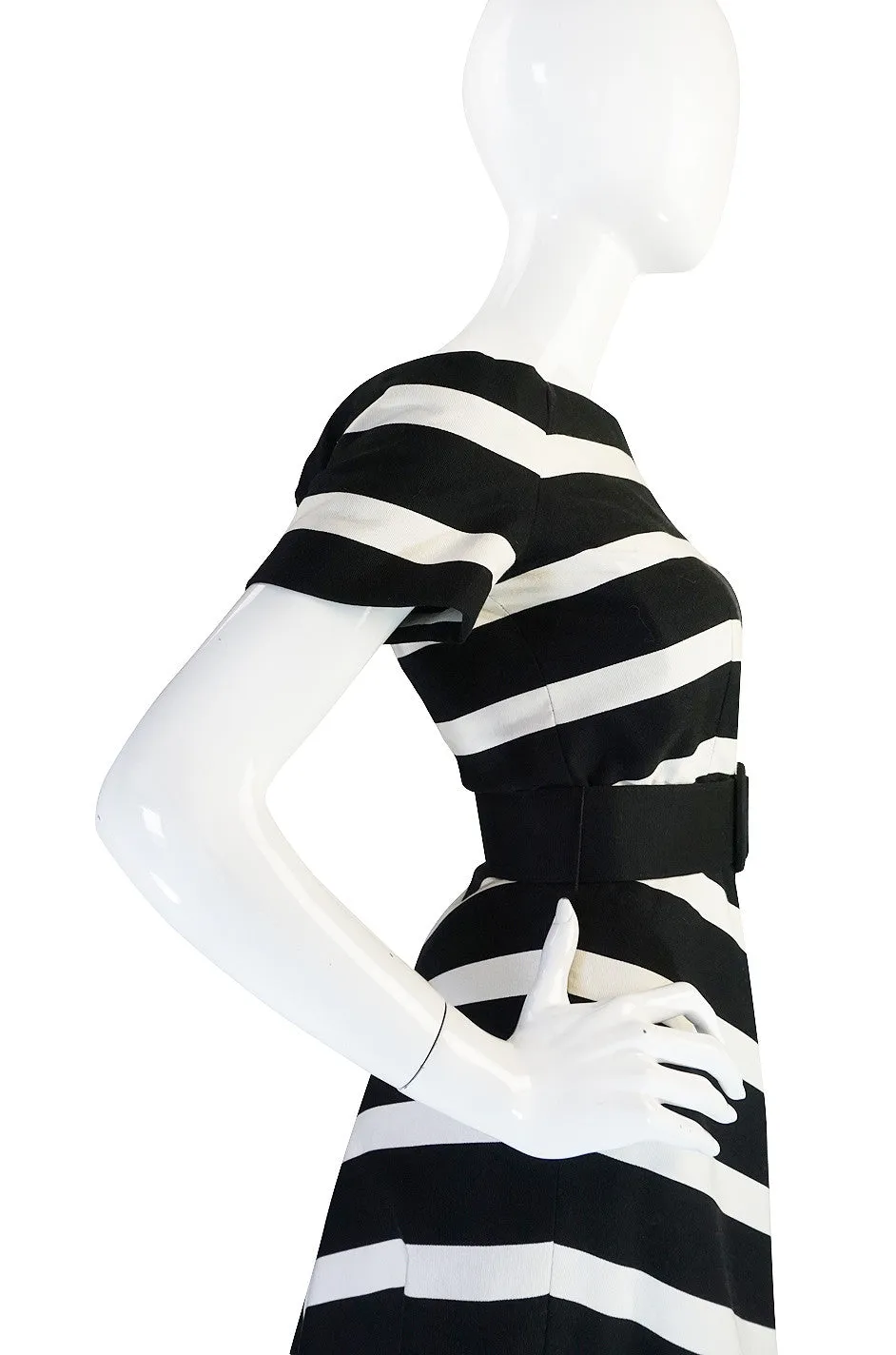 1980s Black and White Scassi Striped Dress