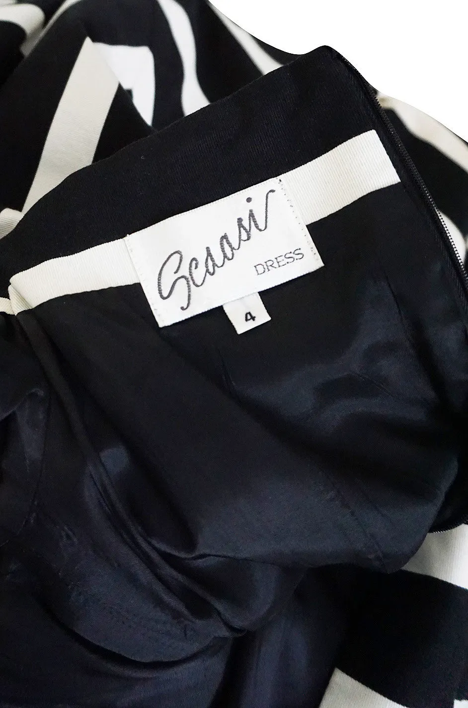 1980s Black and White Scassi Striped Dress