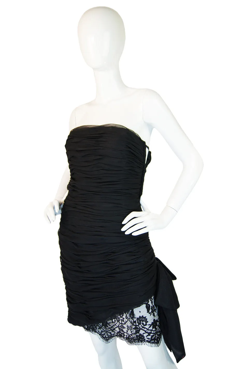 1980s Chiffon & Lace Victor Costa Dress