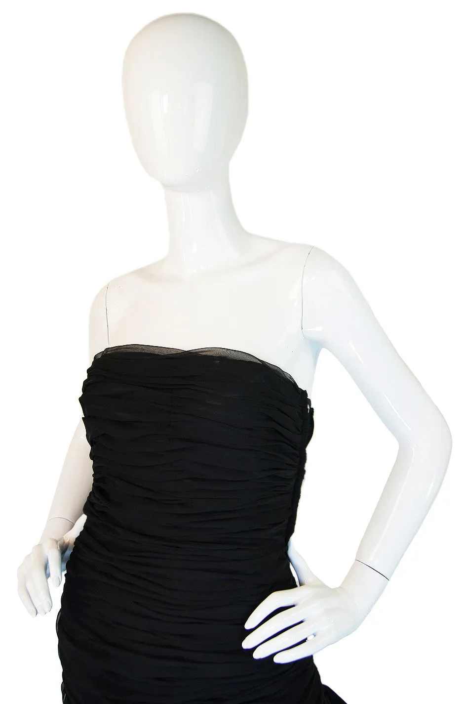 1980s Chiffon & Lace Victor Costa Dress