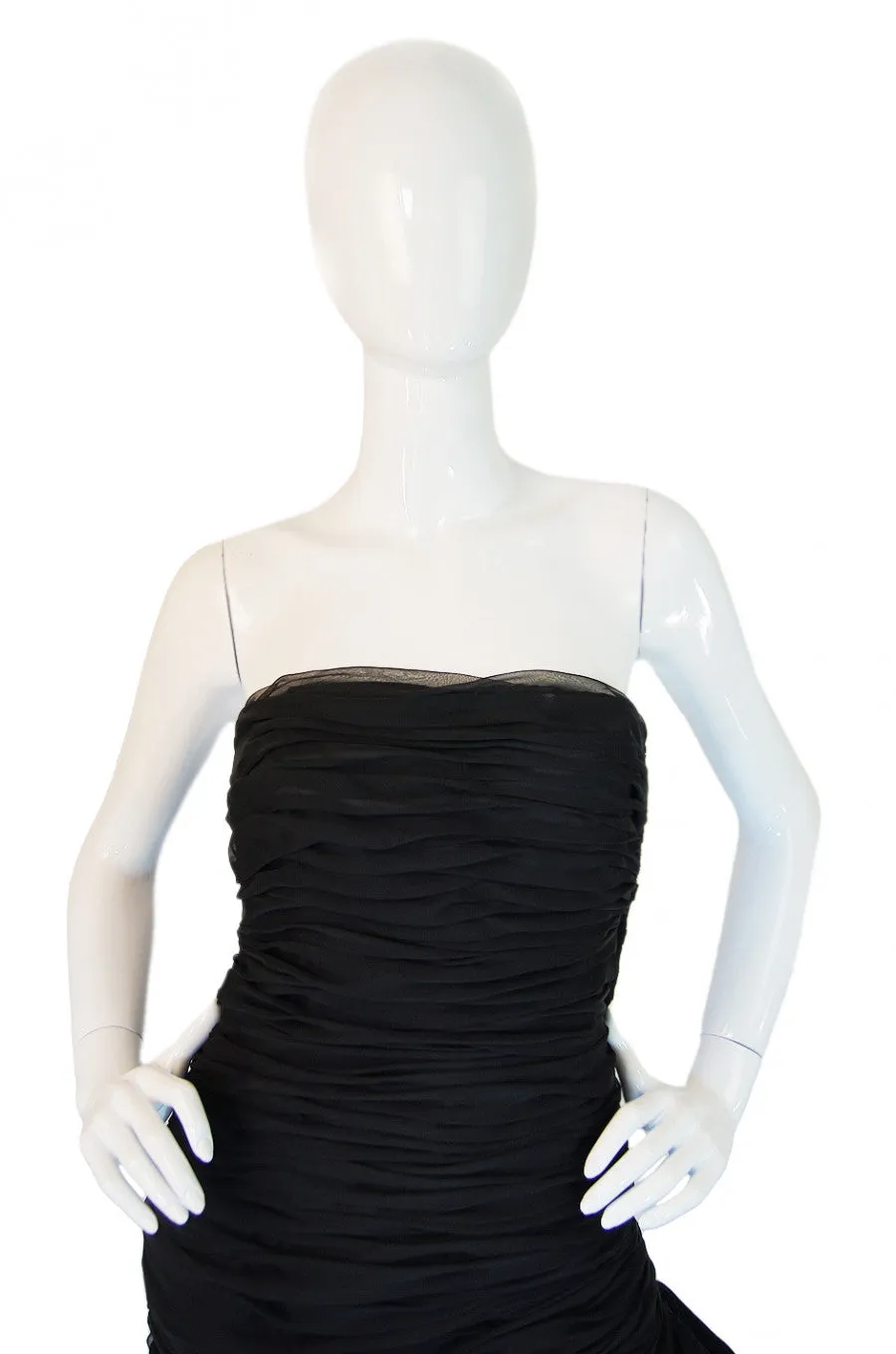 1980s Chiffon & Lace Victor Costa Dress