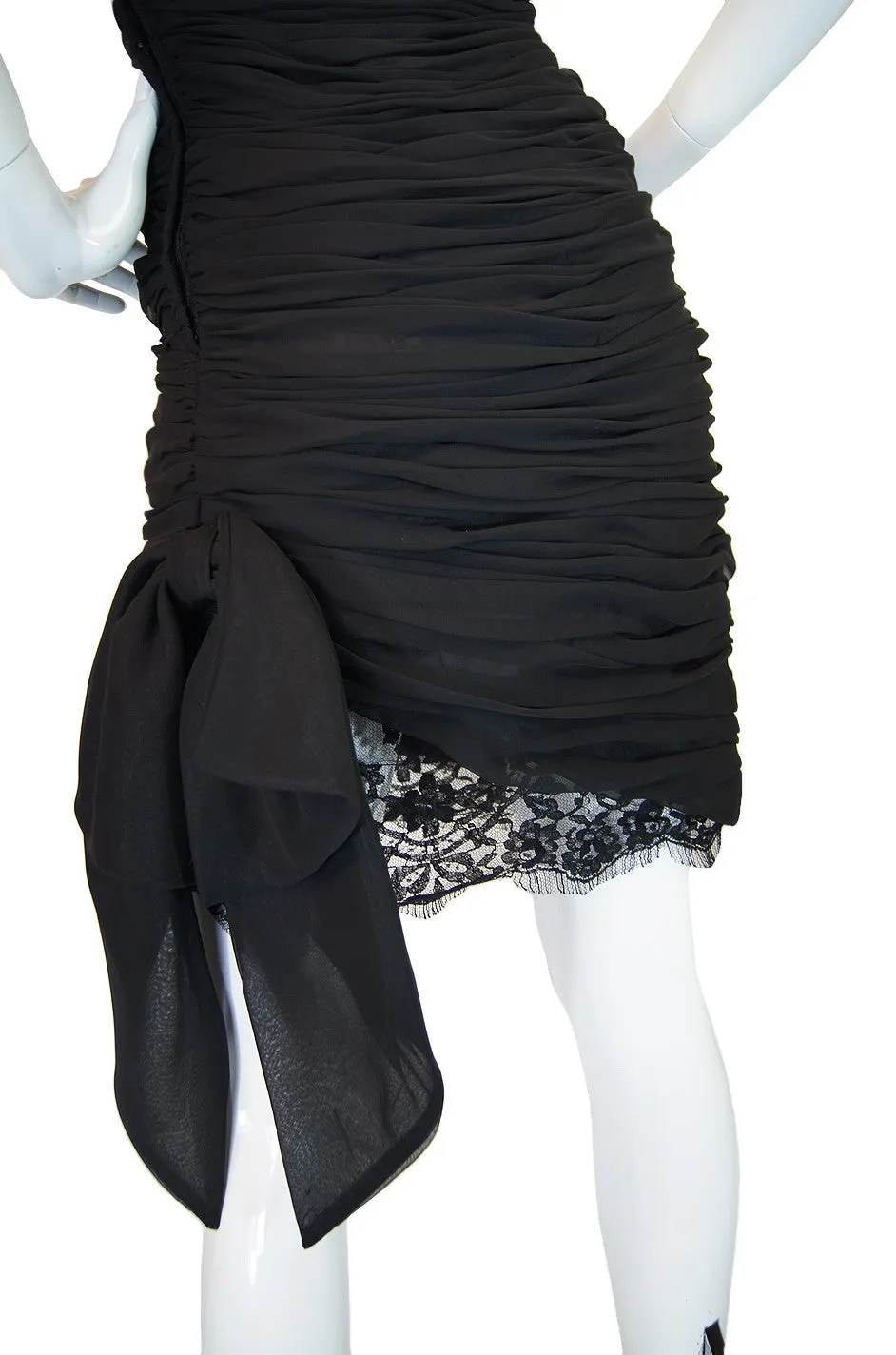 1980s Chiffon & Lace Victor Costa Dress