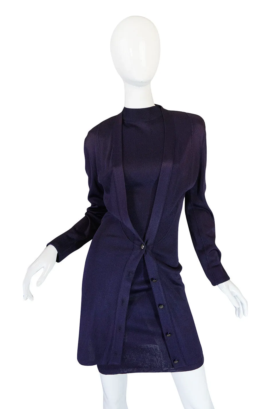 1980s Early Azzedine Alaia Dress & Jacket Purple Set