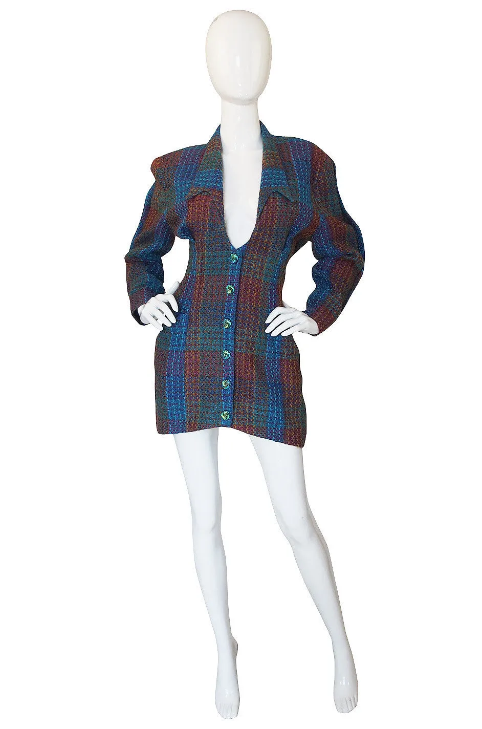 1980s Thierry Mugler Blue Boucle jacket
