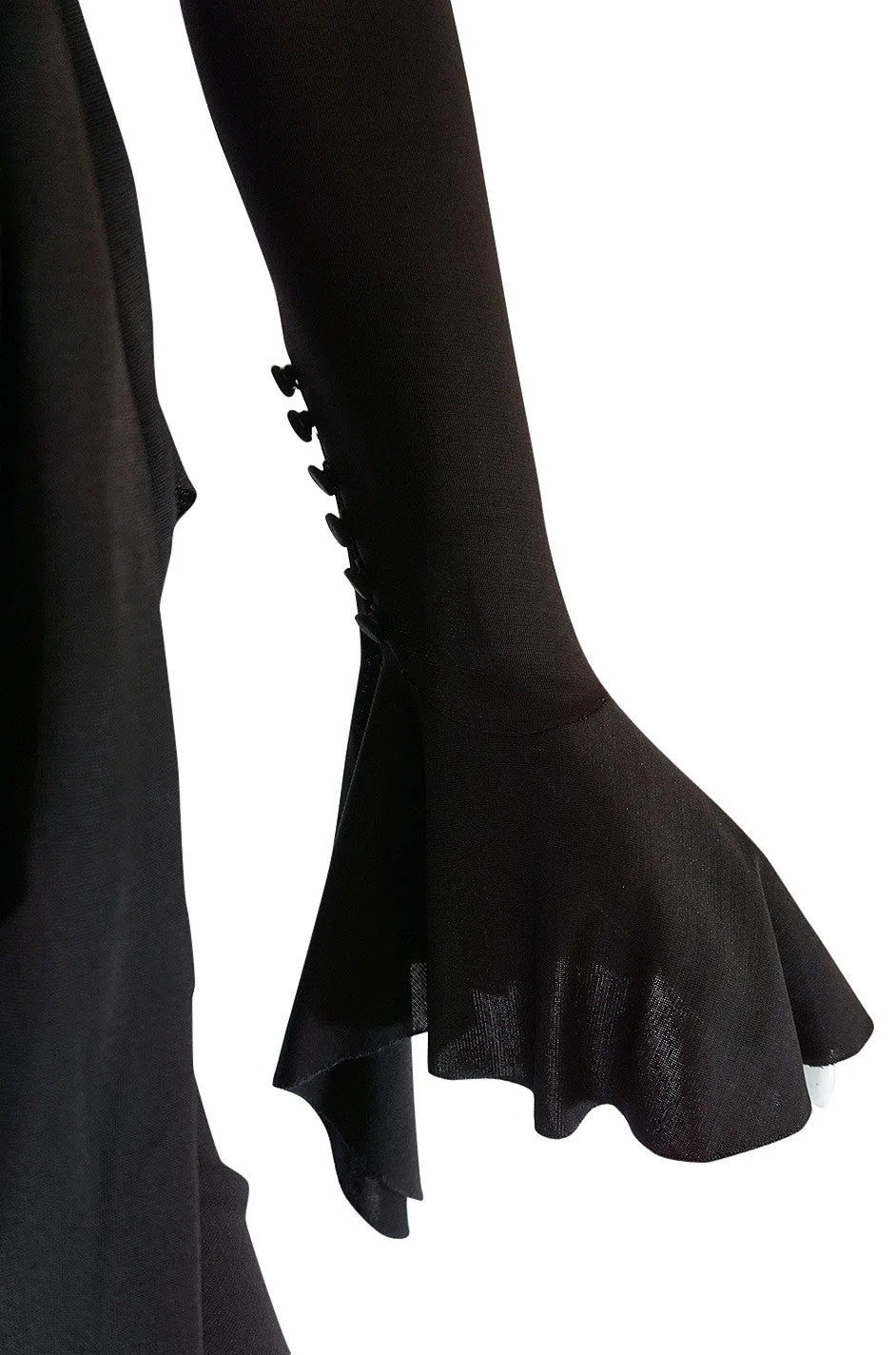 1990s Chocolate Givenchy Wrapped Ruffled Jersey Dress