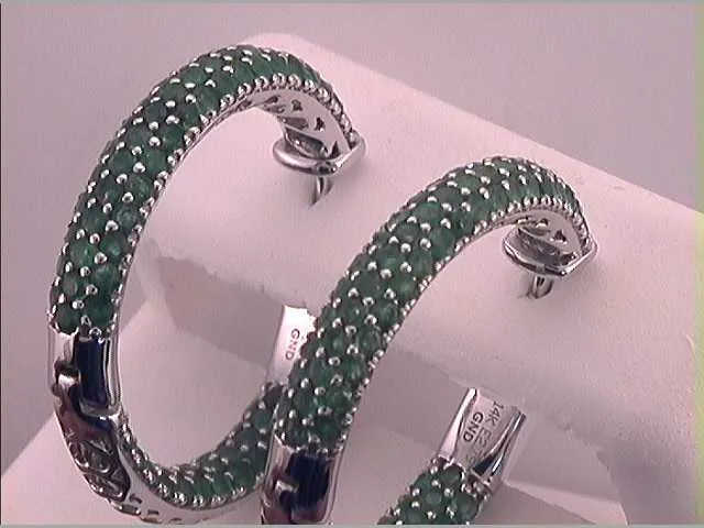 2  3/4CTW-DIA EMERALD HOOPS