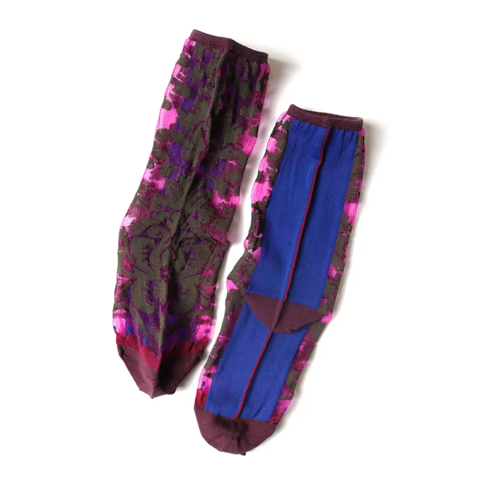 200YARNS DAMASK SEE-THROUGH SOCKS - RED
