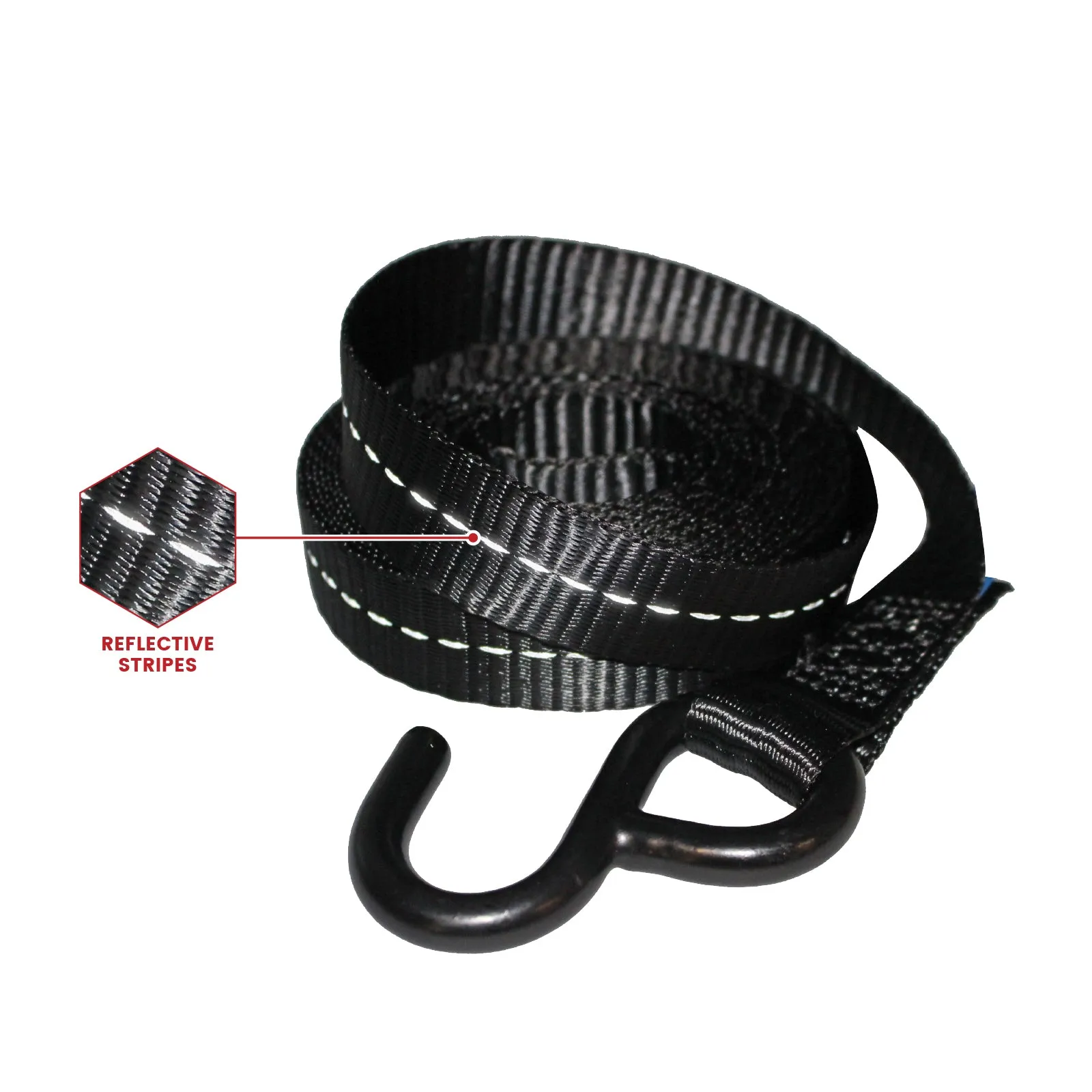 25mm wide, 800kg Premium Ratchet Strap with Soft Grip Moulded Handle and 'S' Hook Ends (Pack of 4)