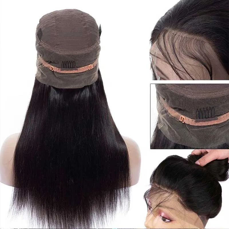 360 Lace Frontal Wig Hd Transparent Lace Straight Brazilian Human Hair 10A Hair Pre-Plucked With Baby Hair
