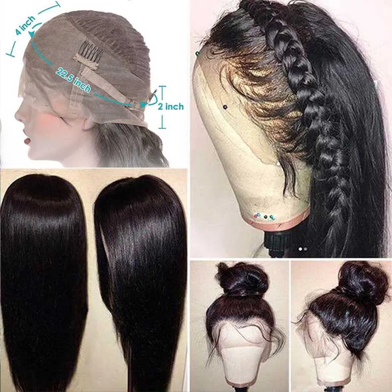 360 Lace Frontal Wig Hd Transparent Lace Straight Brazilian Human Hair 10A Hair Pre-Plucked With Baby Hair
