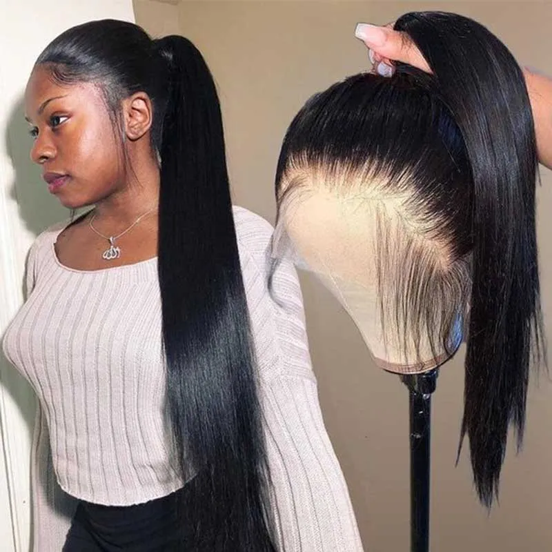 360 Lace Frontal Wig Hd Transparent Lace Straight Brazilian Human Hair 10A Hair Pre-Plucked With Baby Hair