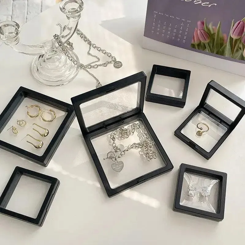 4 Pcs transparent Pe Film Travel Jewelry Storage Box Necklace Bracelet Ring Earrings Packaging Case Box Colorful Plastic Gift Box