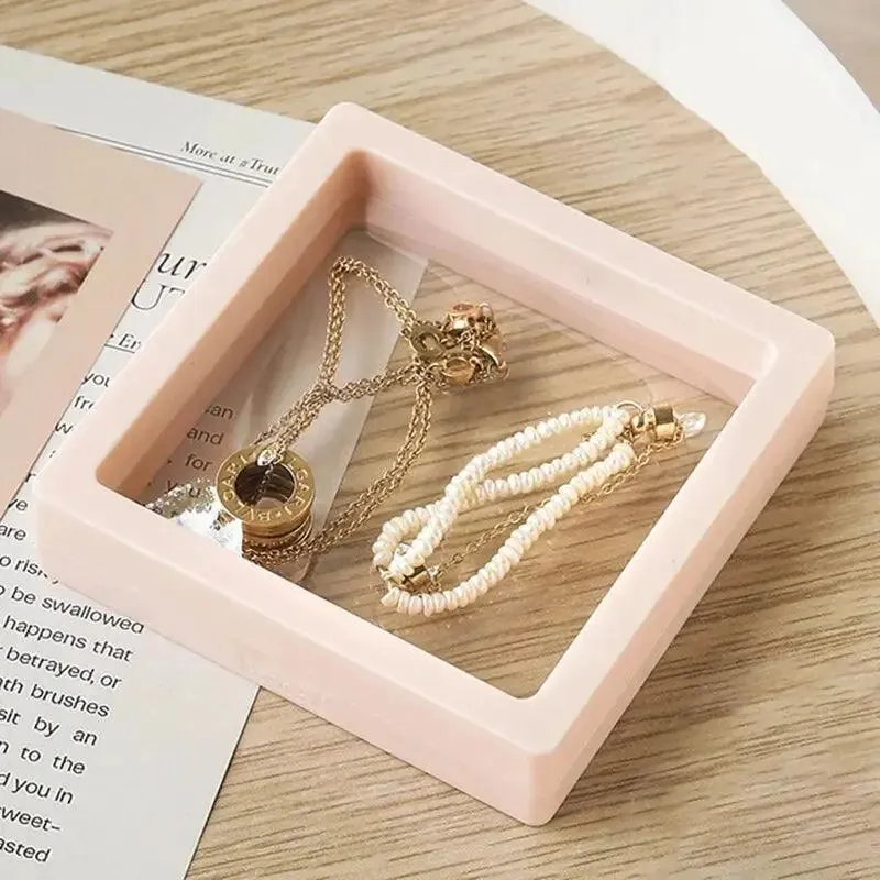 4 Pcs transparent Pe Film Travel Jewelry Storage Box Necklace Bracelet Ring Earrings Packaging Case Box Colorful Plastic Gift Box