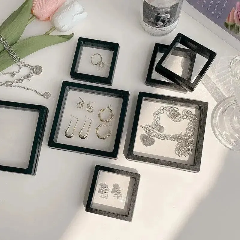 4 Pcs transparent Pe Film Travel Jewelry Storage Box Necklace Bracelet Ring Earrings Packaging Case Box Colorful Plastic Gift Box