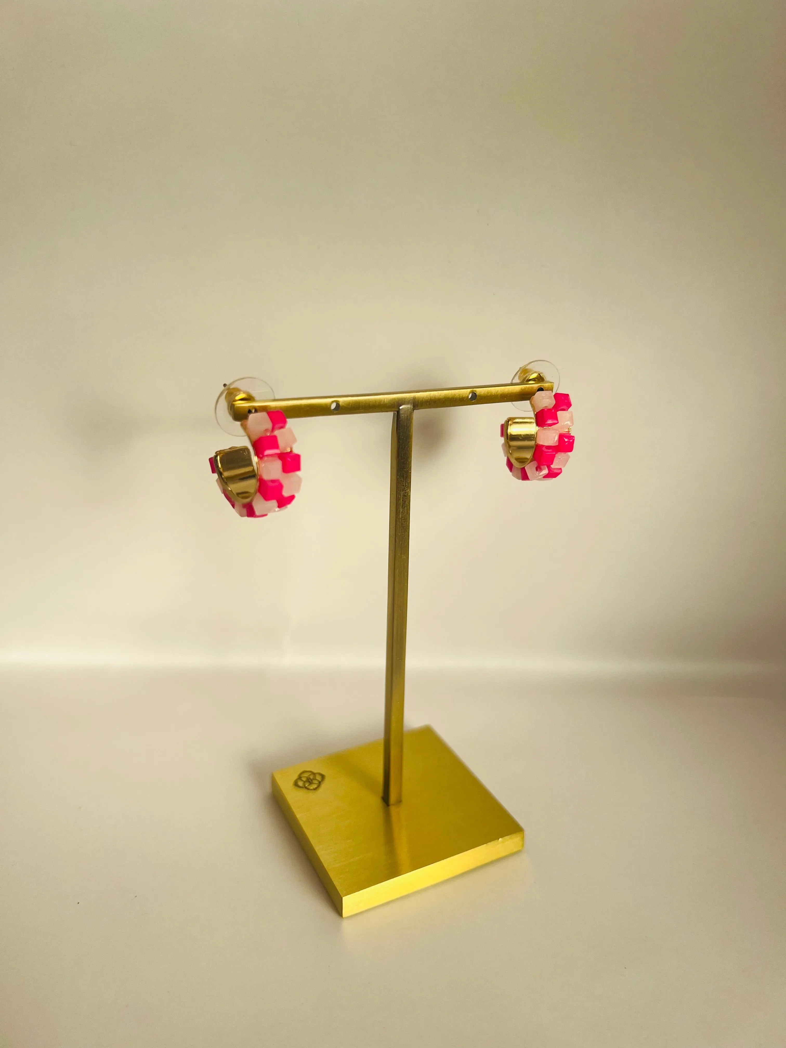 All Checked Up Earrings, Pink