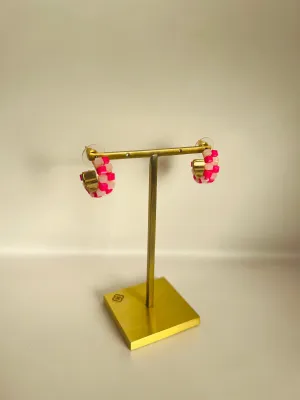 All Checked Up Earrings, Pink