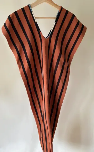 Alma Dress Tobacco & Black Stripe