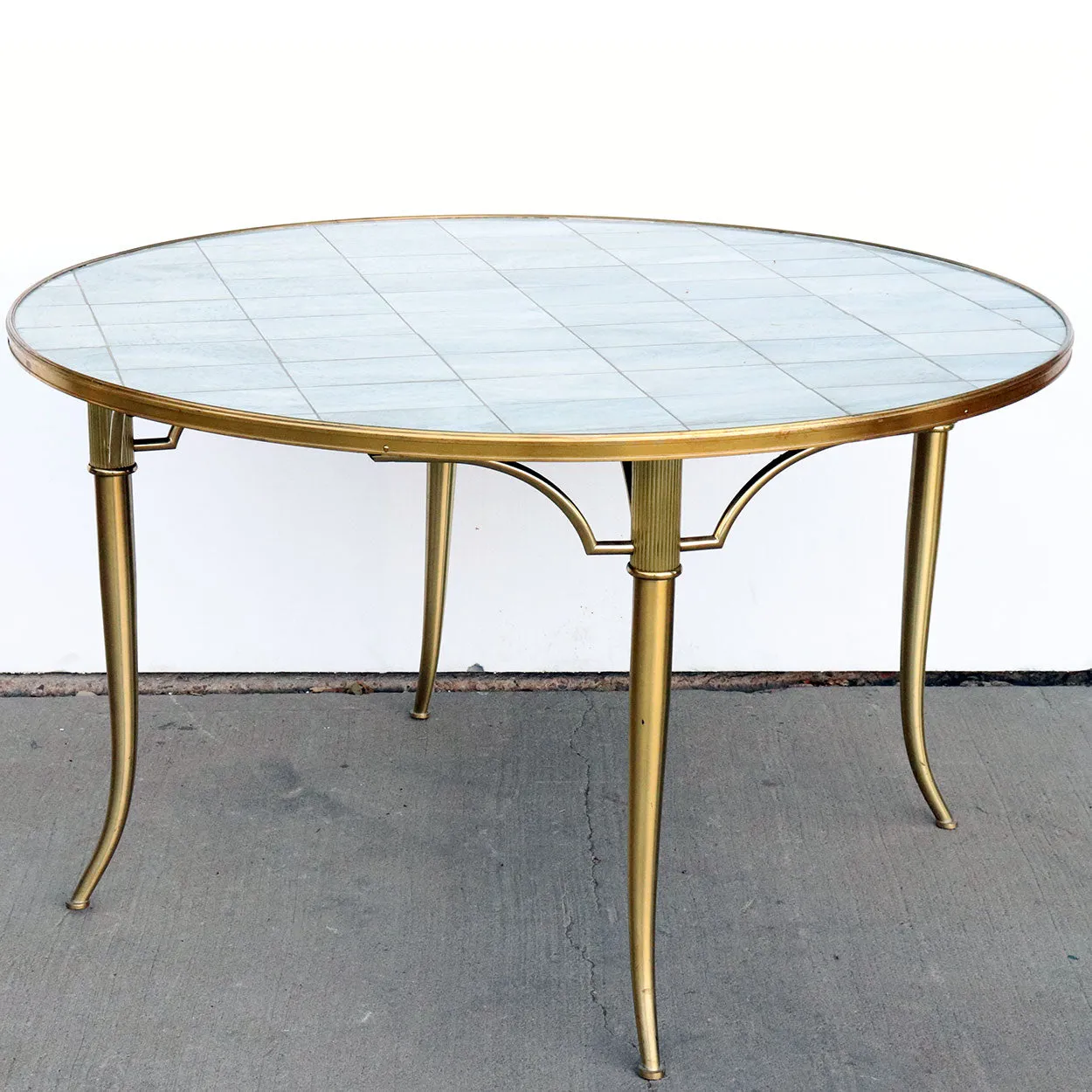 American William (Billy) Haines Brass and Marble Klismos Round Games Table