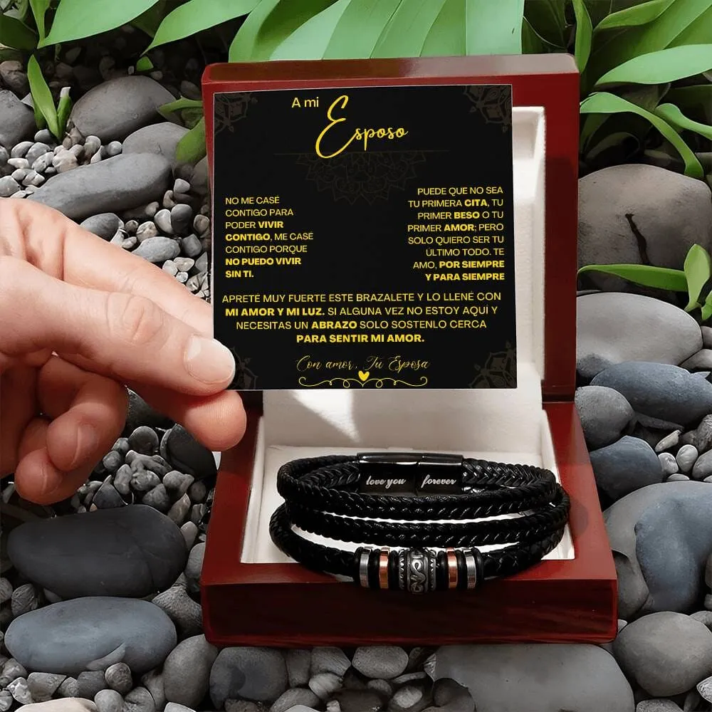 Amor Infinito: Pulsera Grabada 'Te Amo Siempre' - El Regalo Perfecto de una Esposa a su Esposo