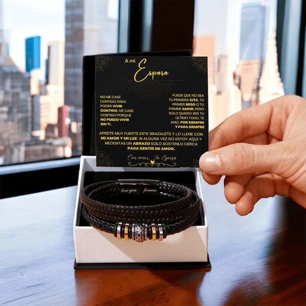 Amor Infinito: Pulsera Grabada 'Te Amo Siempre' - El Regalo Perfecto de una Esposa a su Esposo