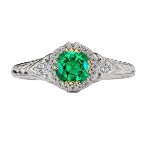 Antique Style Green Emerald Ring Designer Women’s Jewelry