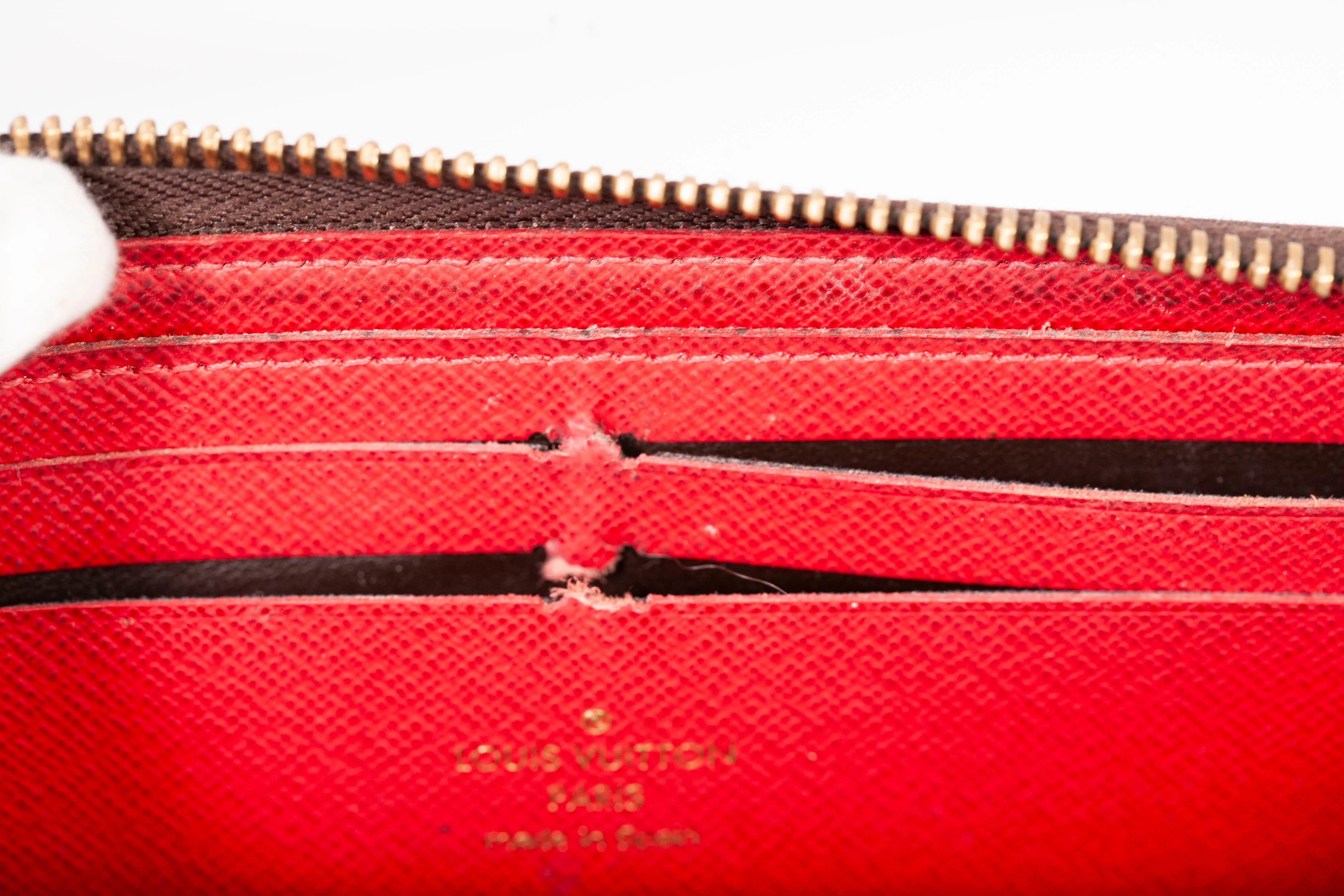 Authentic Louis Vuitton Damier Ebene Cherry Clemence Wallet